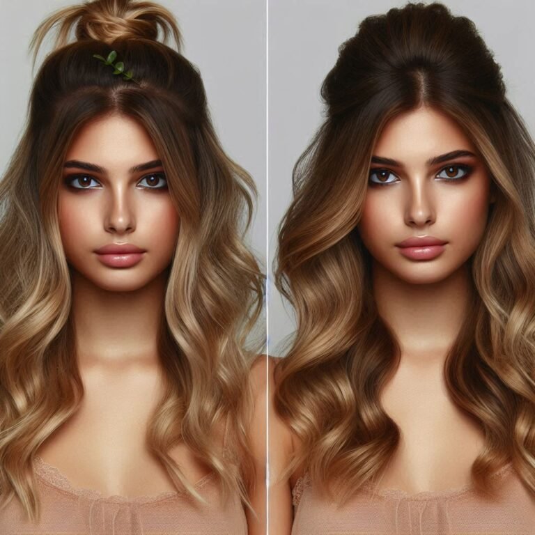 Half-Up, Half-Down Hairstyles, hairstyles for square faces​