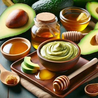 Avocado and Honey paste for hair mask. hydrating hair mask​
