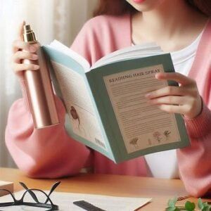reading hair spray product Instructions. lice prevention spray