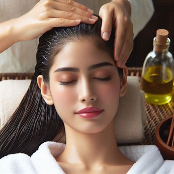woman doing scalp massage with hair oil, heathy hair goals