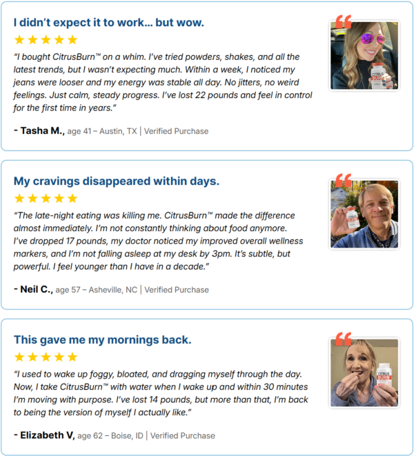 CitrusBurn supplement customer testimonials