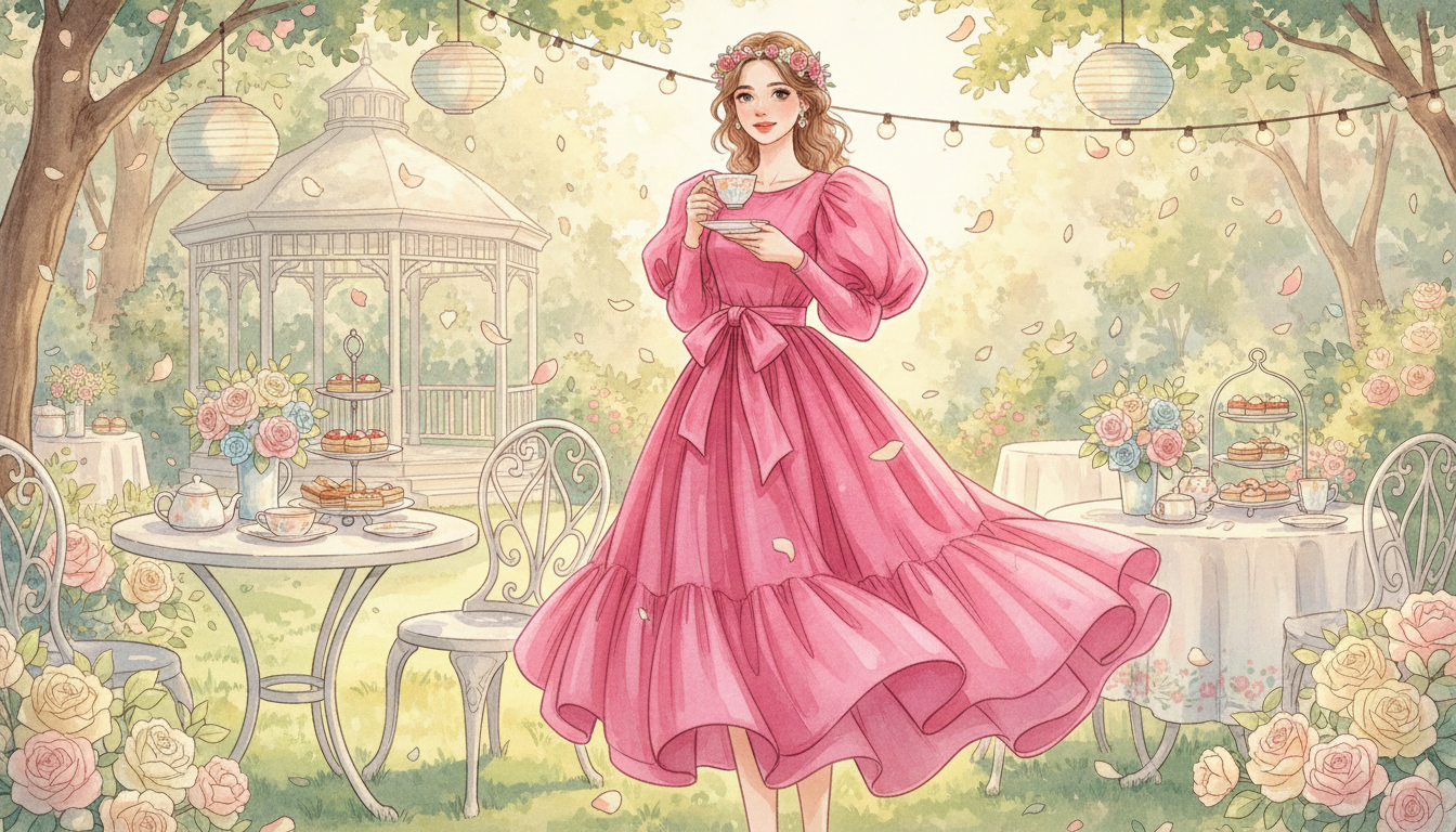 hot-pink-barbiecore-dress-07 7. The Puff-Sleeve Midi: Romantic Whimsy