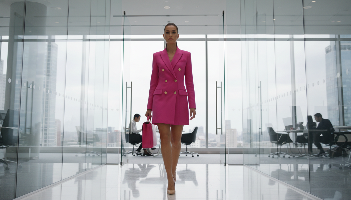 hot-pink-barbiecore-dress-06 6. The Power Suit Dress: The 'Corporate Barbie' Look