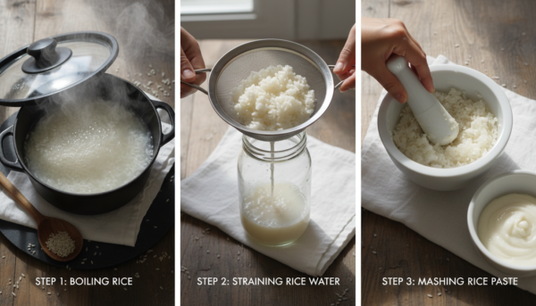 4. Method A: The Boiled Rice Paste (Deep Hydration)