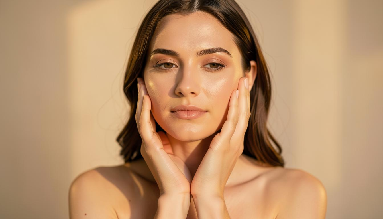 Woman touching her face