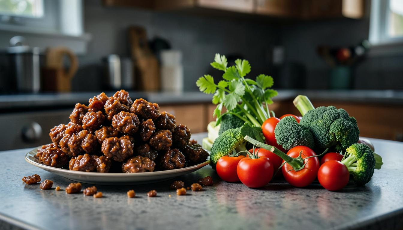 Plate of junk food on kitchen counter