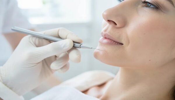 Professional electrolysis treatment for permanent facial hair removal