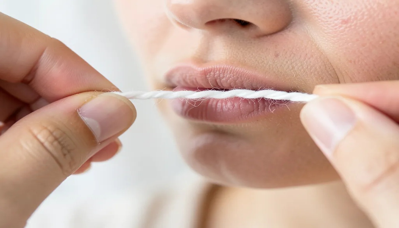 Threading technique using twisted cotton thread for facial hair removal