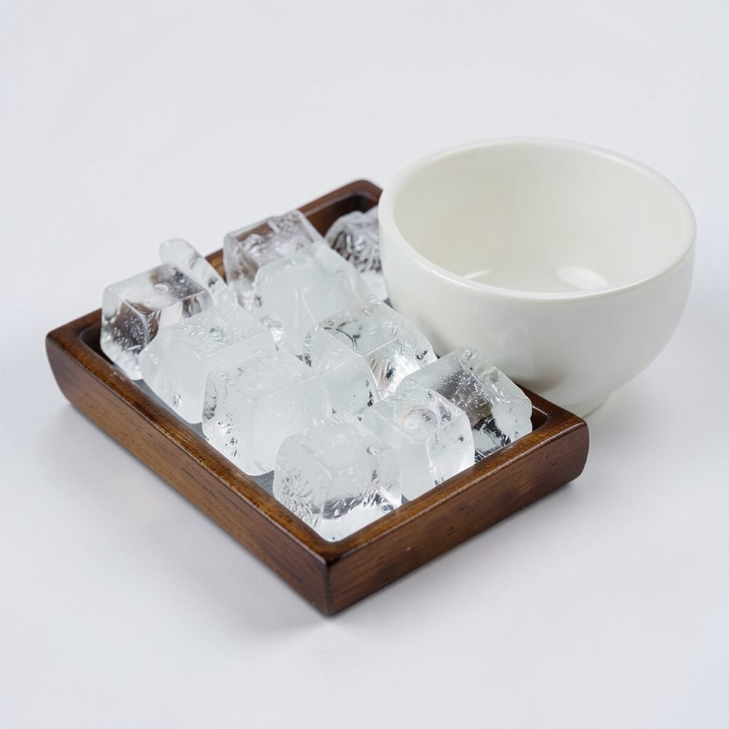 Rice water ice cubes for pore-tightening glow