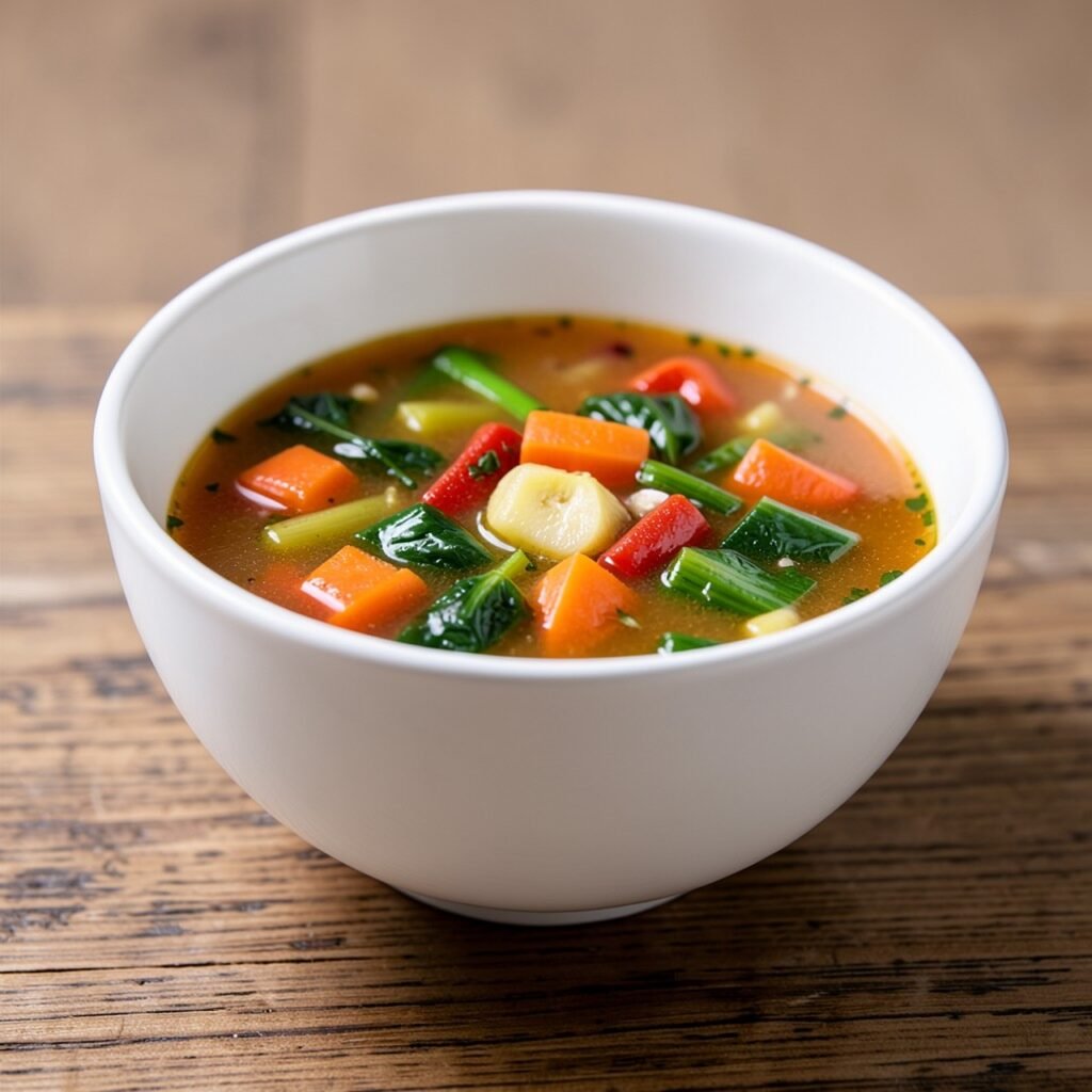 7-day soup diet plan flat lay