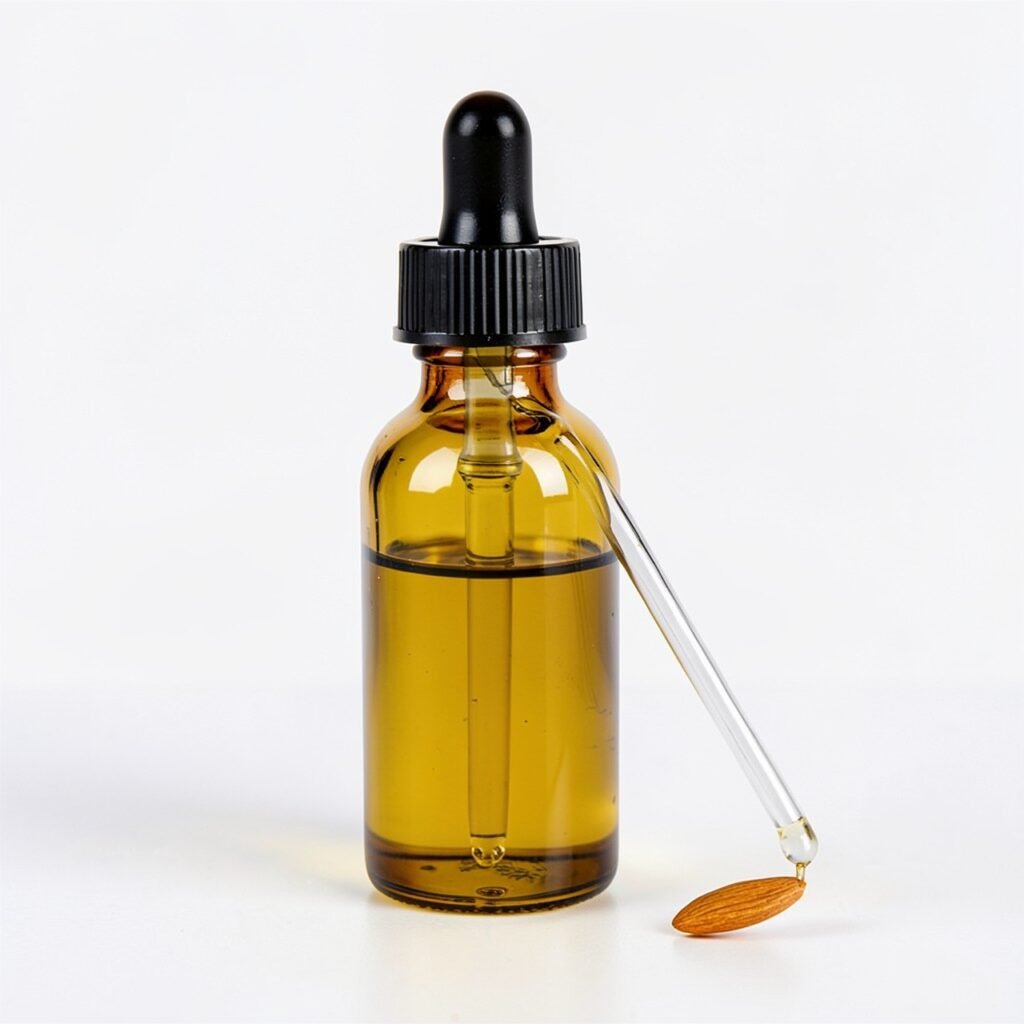 Almond oil in belly button benefits flat lay