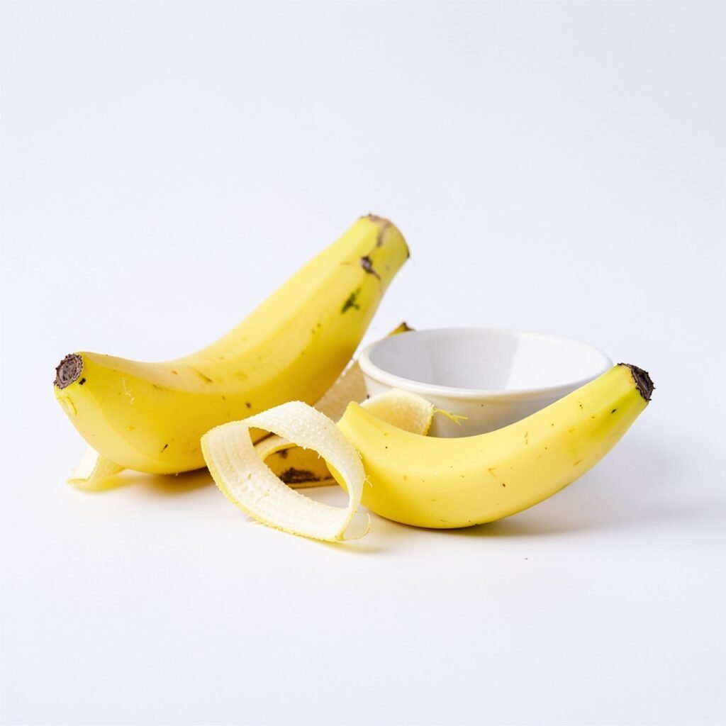 Banana peel beauty hacks flat lay