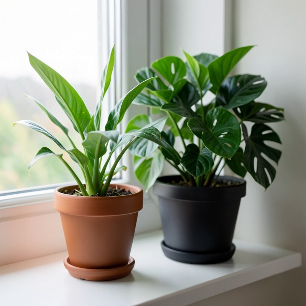 Bedroom healing plants flat lay