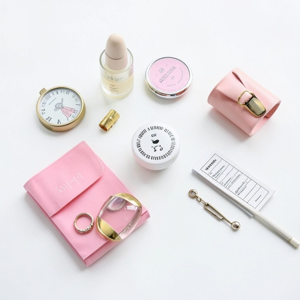 Healing era girl essentials flat lay