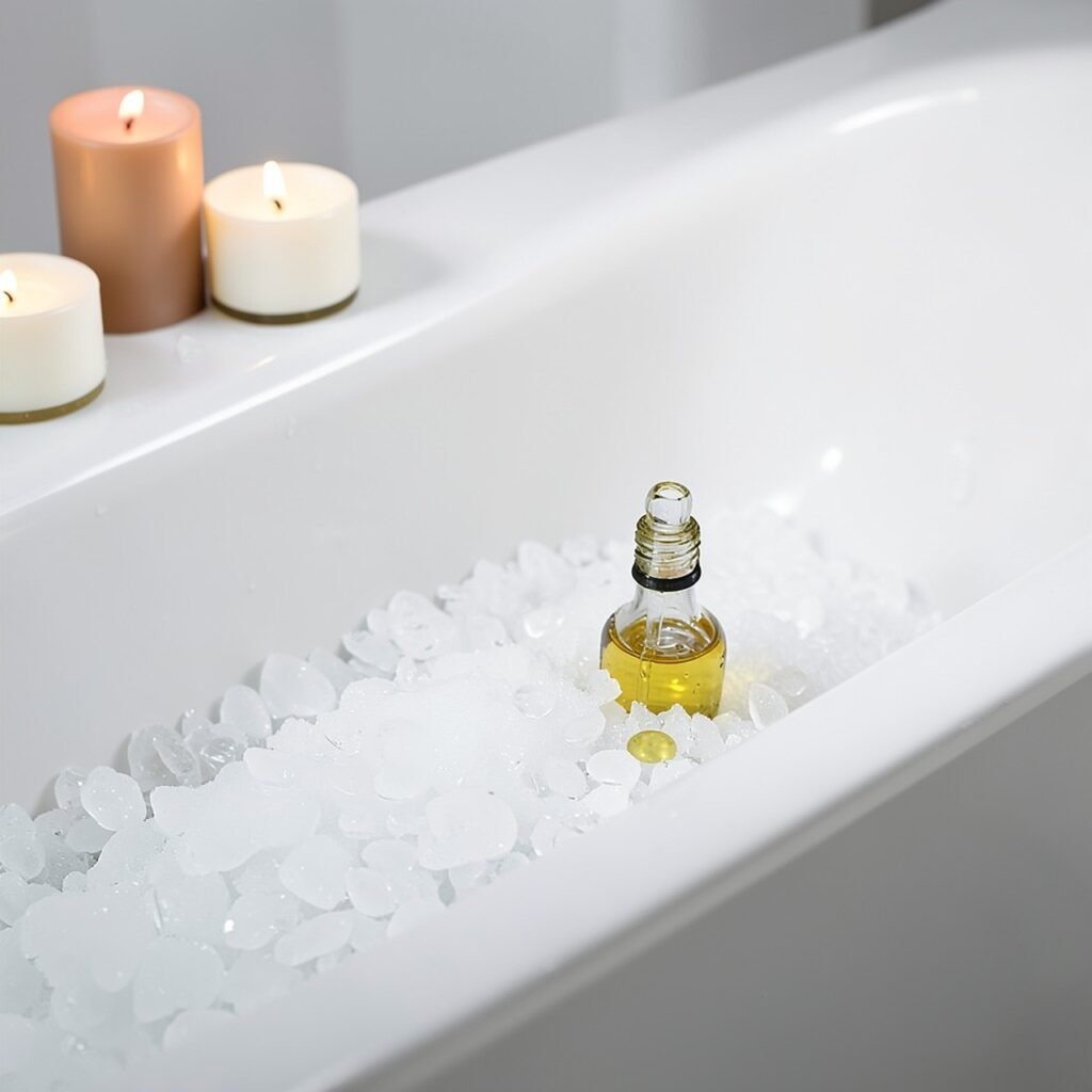 Salt detox bath with epsom salt and oils