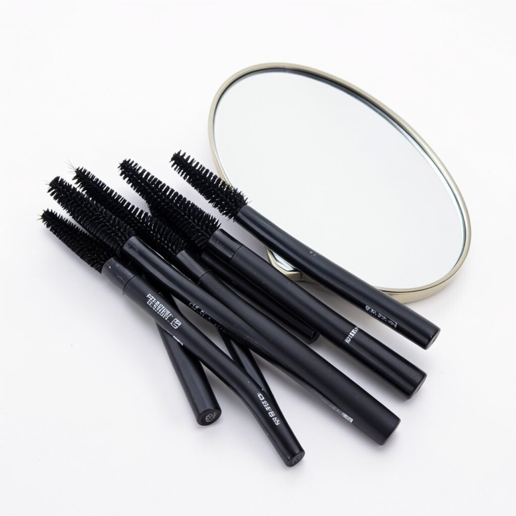 Mascara wands for perfect lashes flat lay