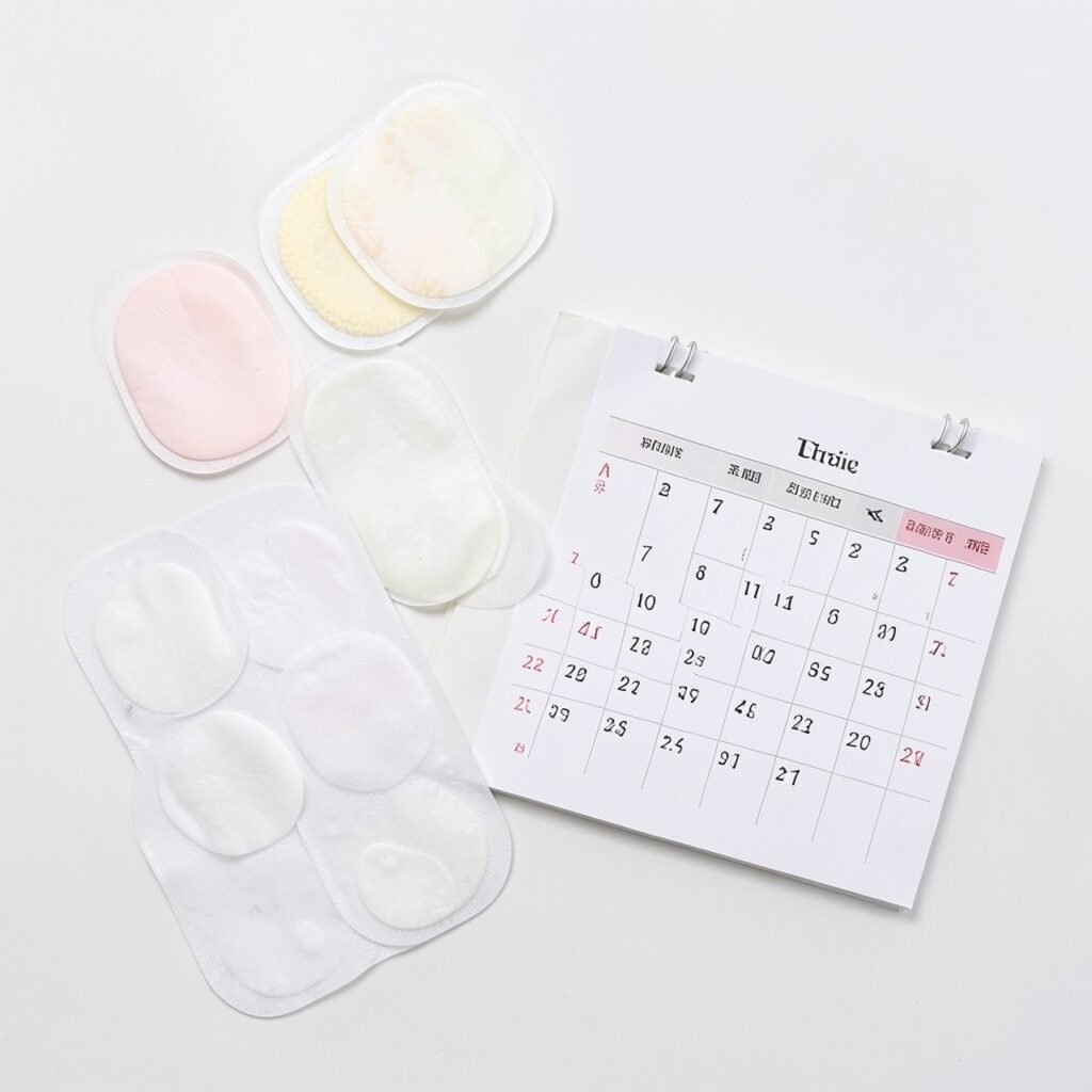 Period blood colors health guide flat lay