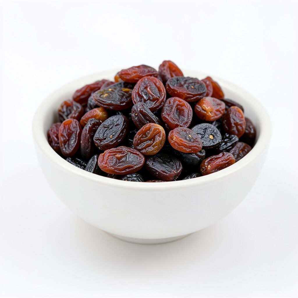 Raisins for glowing skin flat lay