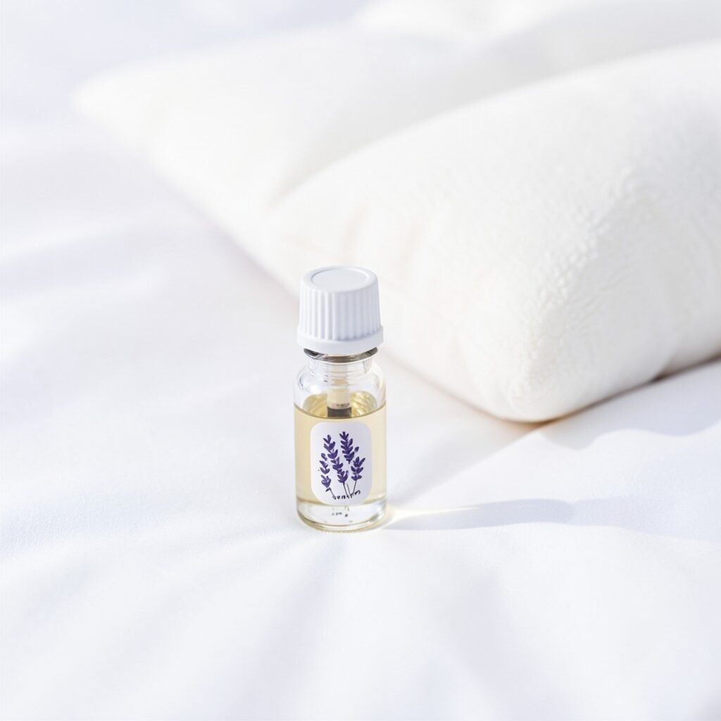 Lavender essential oil and fresh bedding for restful sleep and freshness