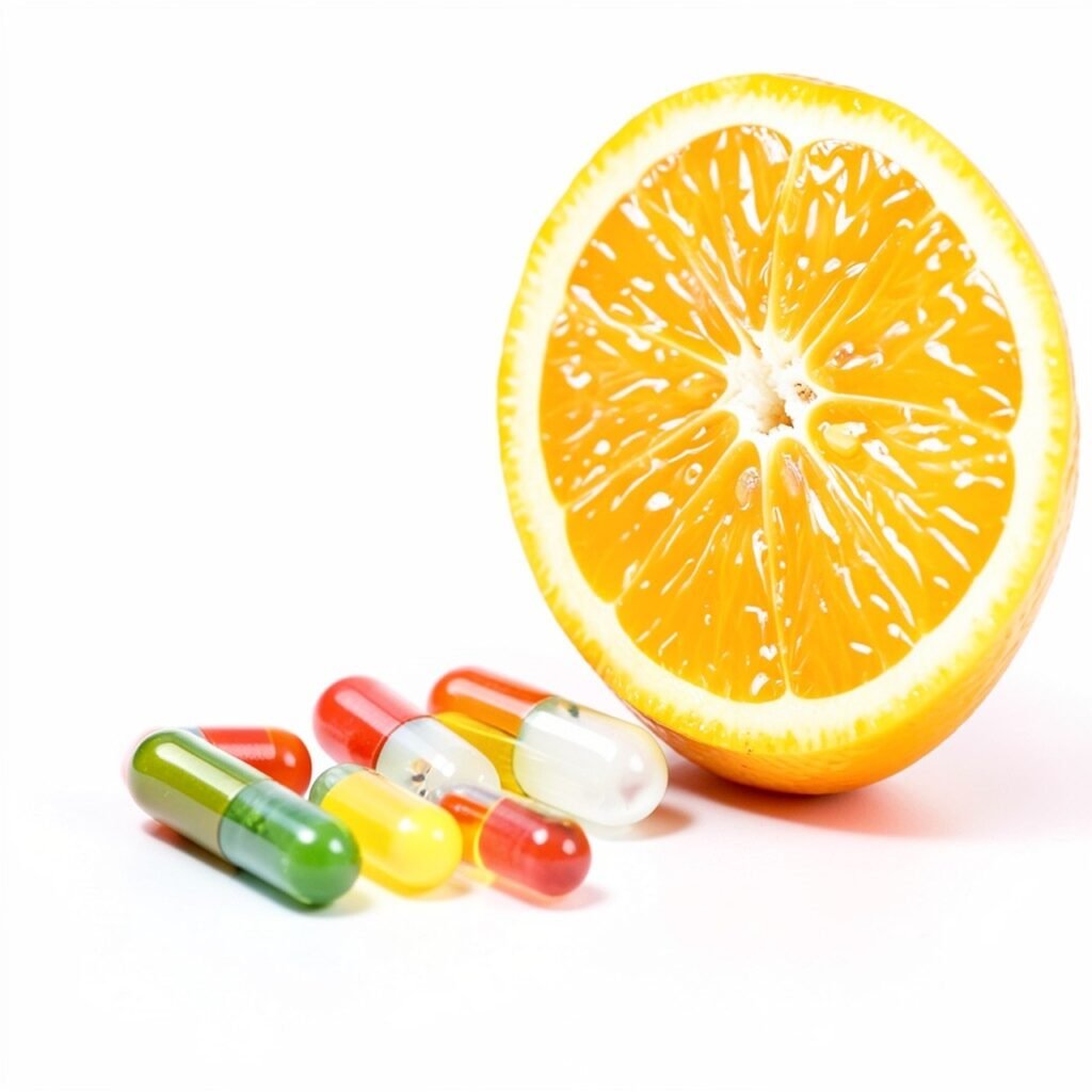 Best vitamins for clear skin flat lay
